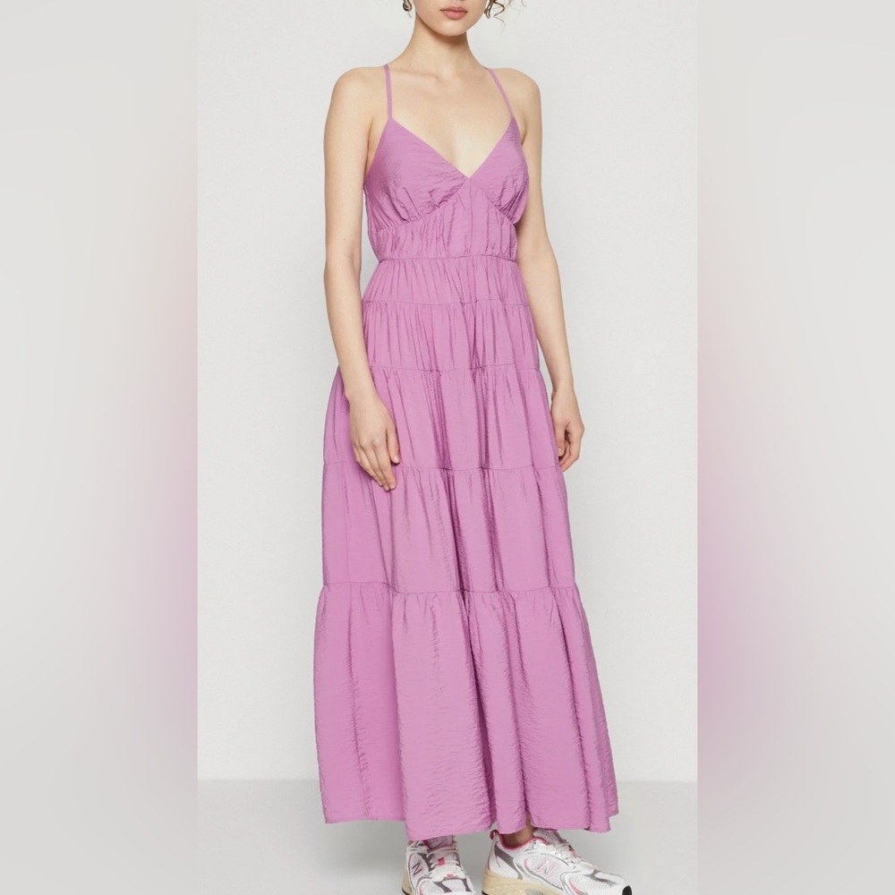 Hot Pink Abercrombie Tiered Maxi Dress